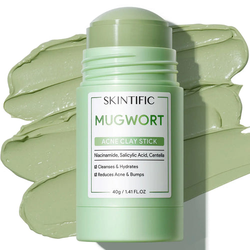SKINTIFIC Clay Stick Collection 5 Masks for Every Skin Concern - Alaska Volcano Clay Stick / Mugwort Anti Pores & Acne Clay Stick / Niacinamide Bright Boost Clay Stick / Amazon White purifying Clay Stick / PDRN Rose Clay Stick - Type: Mugwort